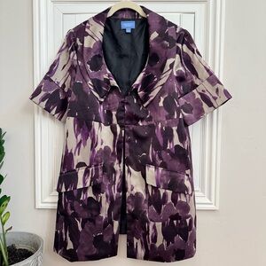 Simply Vera Vera Wang Purple Floral Open Jacket with Clasp - Size Large